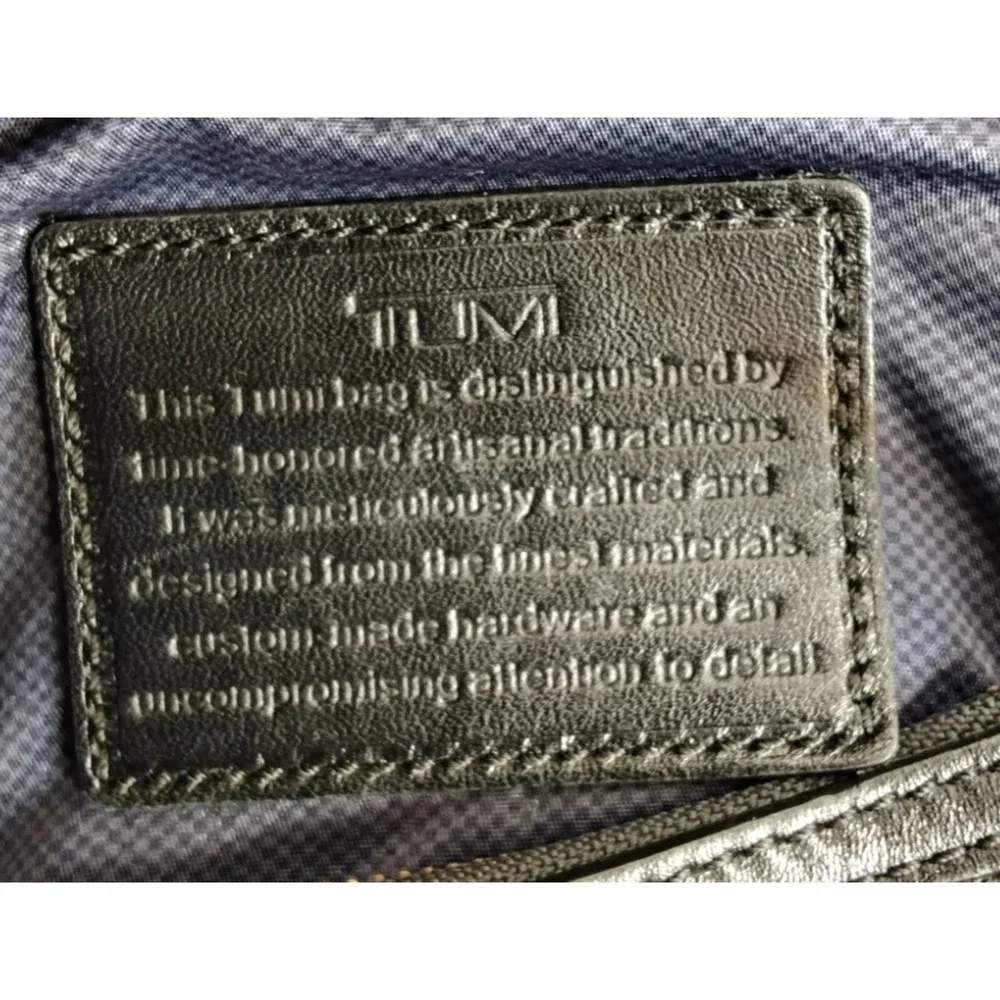 TUMI Leather Shoulder Bag Carry On Gray and Black Business Laptop Bag #J4521
